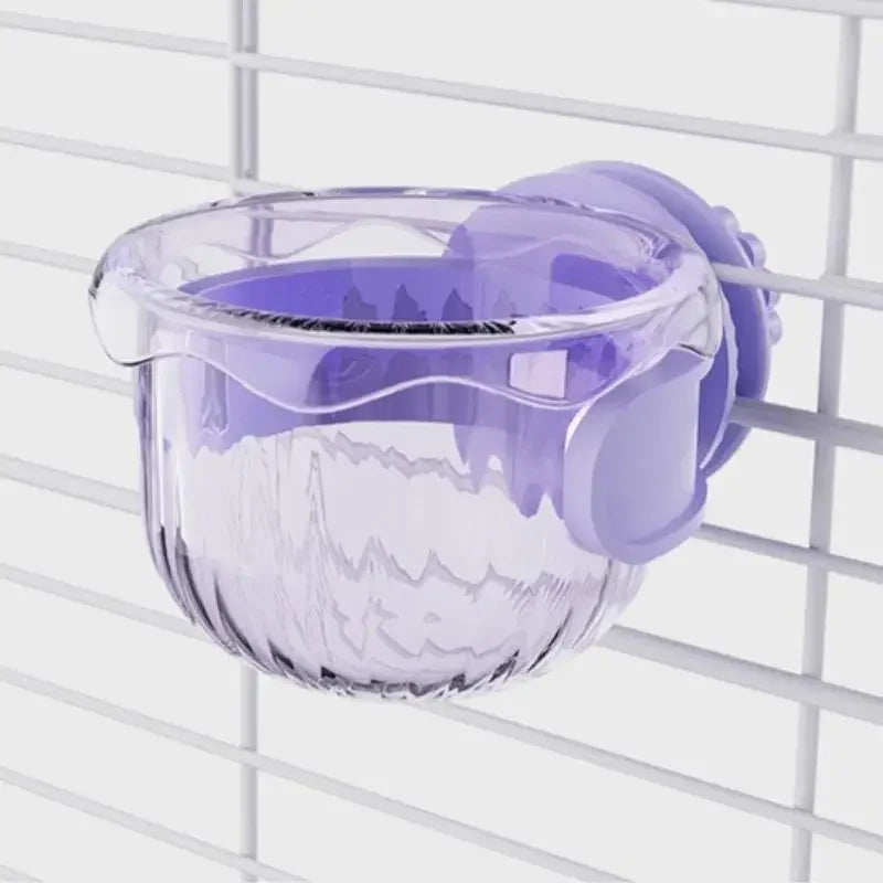 Anti-Turnover Transparent Hanging Bird Feeder Cup Fixed Feeding Dish for Pet Parakeets Food And Water Bowl Cage Accessory Oasis Select