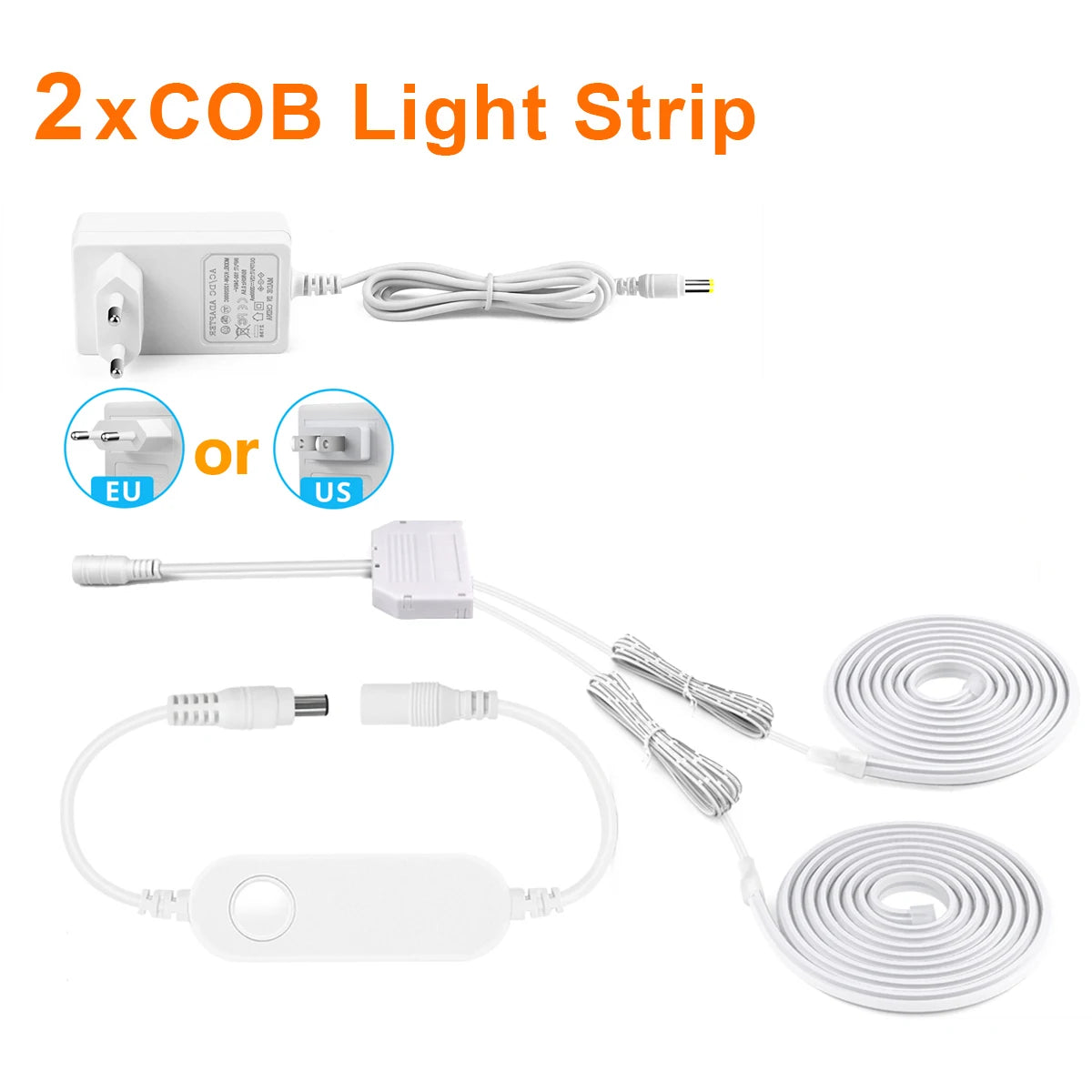 Tuya Smart Home 2/4/6pcs Kit 1M 2M Neon LED Strip Wall Decor Light WIFI APP Control Dimmable 24V COB Neon Adhesive Closet Lamp Oasis Select 2pcs Neon LED Strip 1M Natural White|EU Plug