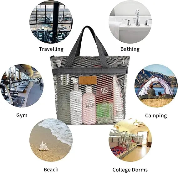 2/4 PCS Mesh Shower Caddy with Zipper Quick-Dry Wet Gear Bag for Swim Gym Beach See-Through Organizer for Toiletries Oasis Select