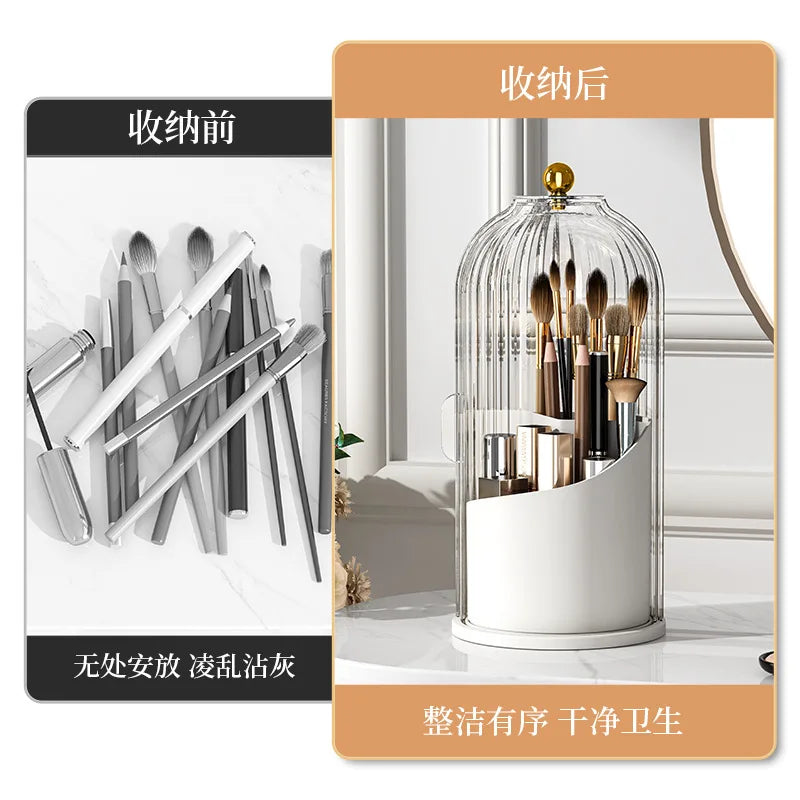 Bird Cage Pen Holder Storage Rack Dustproof Divider Desktop Cosmetic Storage Box Rotating Storage Container Dresser Oasis Select