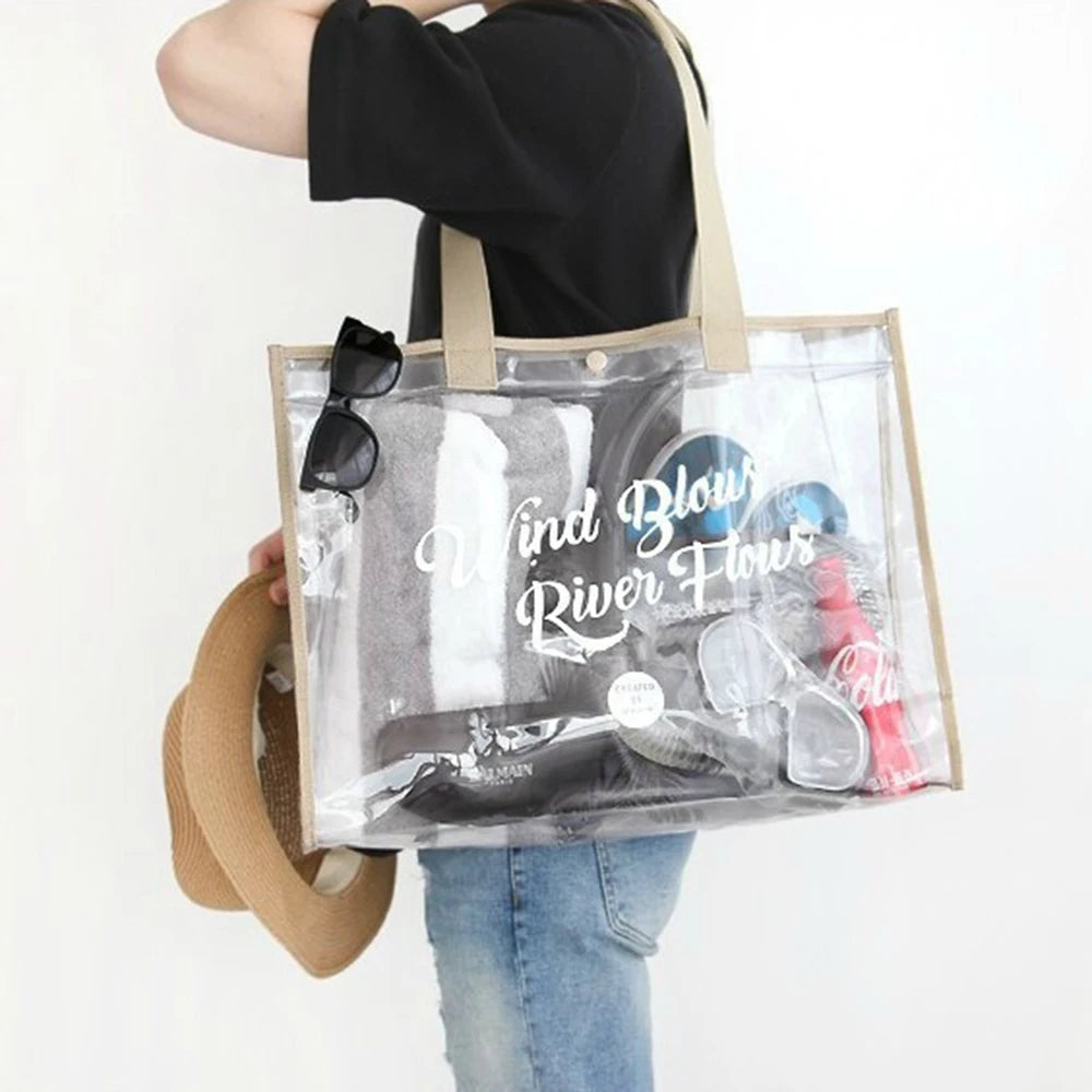 Waterproof Foldable Beach Tote Bag with Phone Pouch | PVC