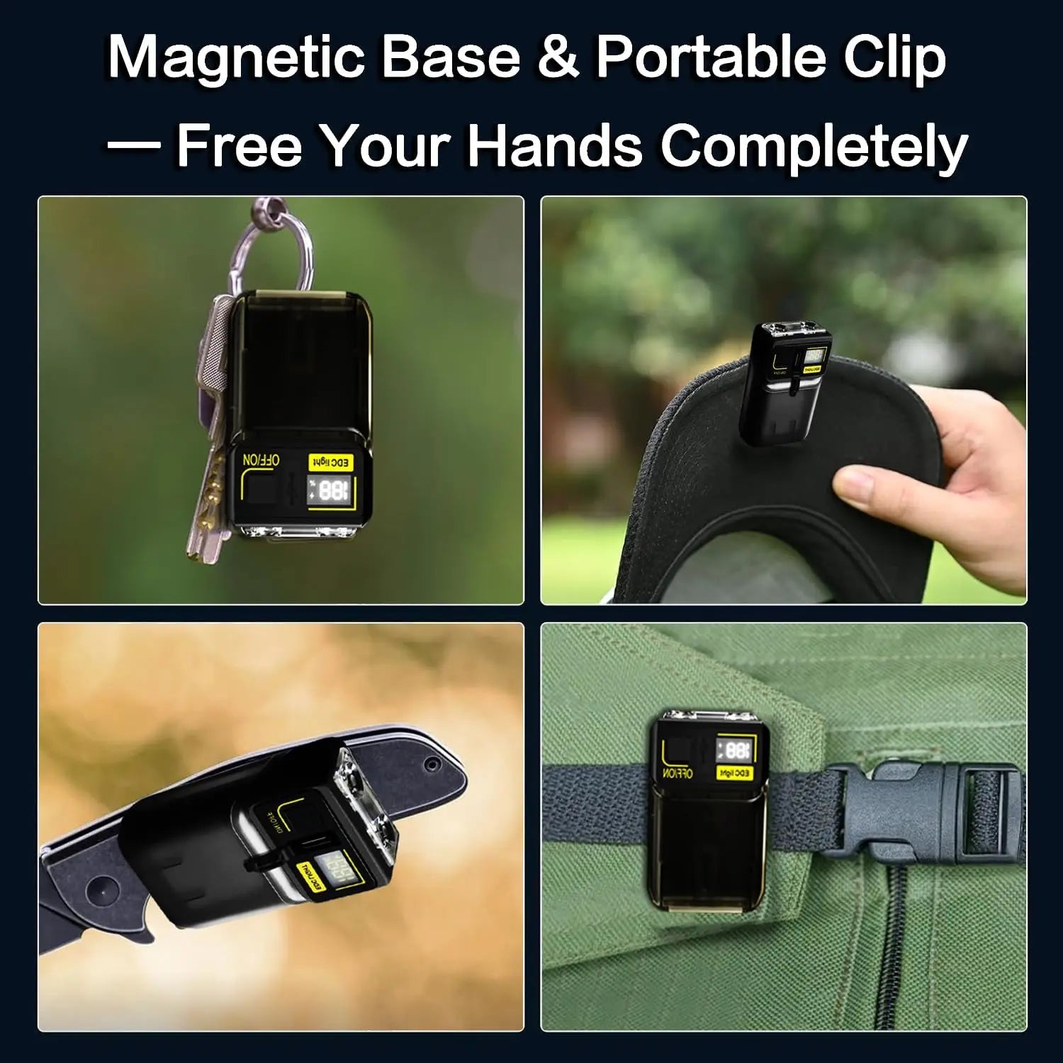 Mini LED Keychain flashlight, USB-C Multifunc Work Light, Waterproof with Magnetic Base & Pen Clip, for Emergencies, Outdoor Oasis Select