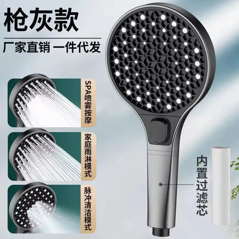 13CM Big Shower Head 3 Modes Adjustable High Quality High Pressure Water Saving Flow Shower Faucet Nozzle Bathroom Accessories Oasis Select Grey Shower B