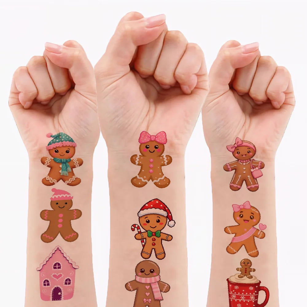 54-Piece Christmas Temporary Tattoos – Waterproof Body Stickers