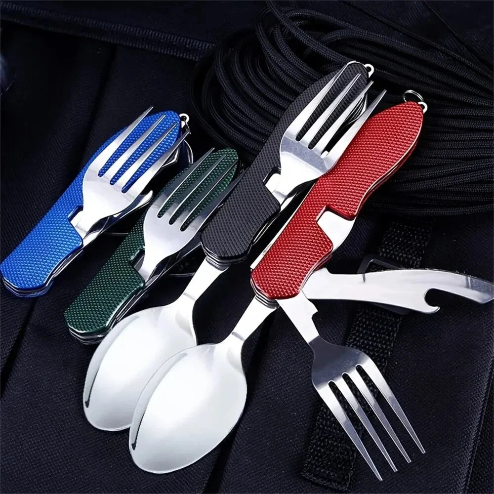 Foldable Camping Utensil Set - Multi-Functional Knife, Fork, Spoon Combo For Outdoor Activities And Sports Camping Picnic Travel Oasis Select