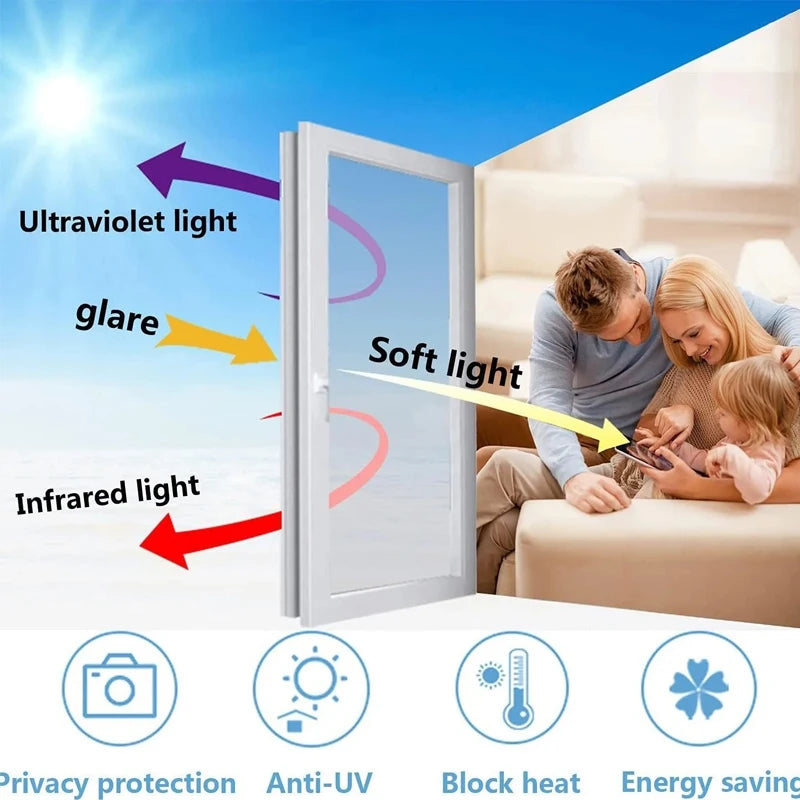 Home Glass Insulation Film Anti Peeping Privacy Protection Anti UV One-way Mirror Window Film Sticker Electrostatic Bonding Oasis Select