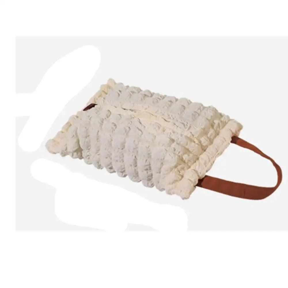 Japanese Style Hanging Napkin Holder Cover Cosmetic Box Case Canvas Cloth Tissue Box Pouch Organizer Home Office Car Accessories Oasis Select White