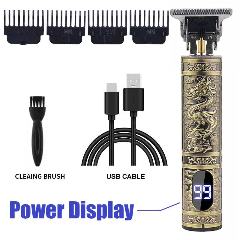 Vintage Cordless Hair Clippers For Men Electric Beard Trimmer Shaver Zero Gapped Hair Clippers Cutting Grooming Kit/Accessories Oasis Select 067-Dragon