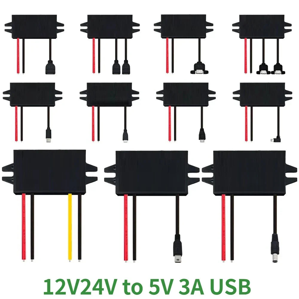 12V24V to 5V 3A Buck DC Step Down Converter Power Supply Module for Adapter Mini Micro USB Car Male Female With Car Charger Oasis Select