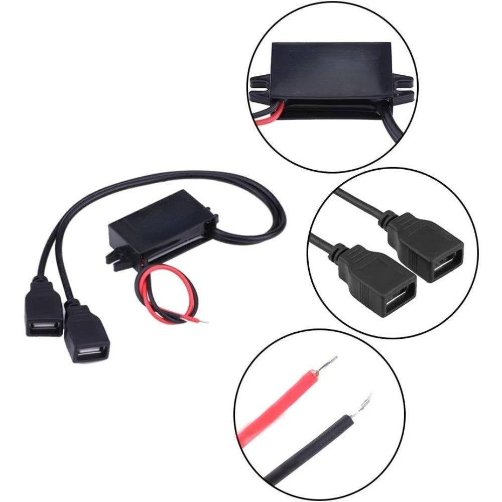 USB Converter Module DC/DC Converter 12V 24V To 5V 3A Dual USB Female Converter Adapter Step Down Module For Motorcycle Phone Oasis Select