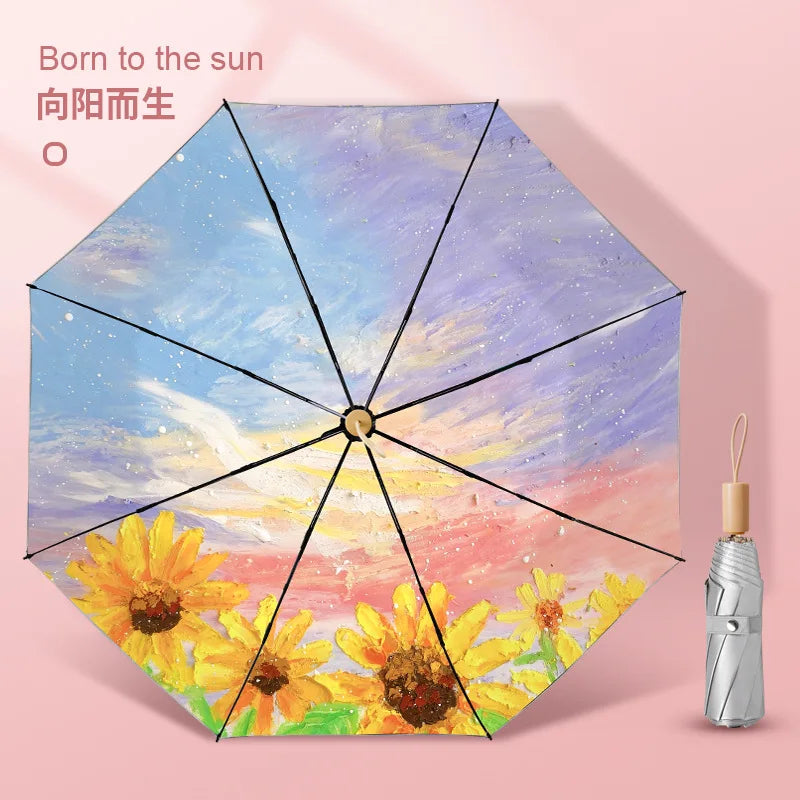 Sun Umbrella UV Protection Sunblock Double Sunshade Umbrella Both Rain and Shine Vinyl Umbrella Oasis Select 10