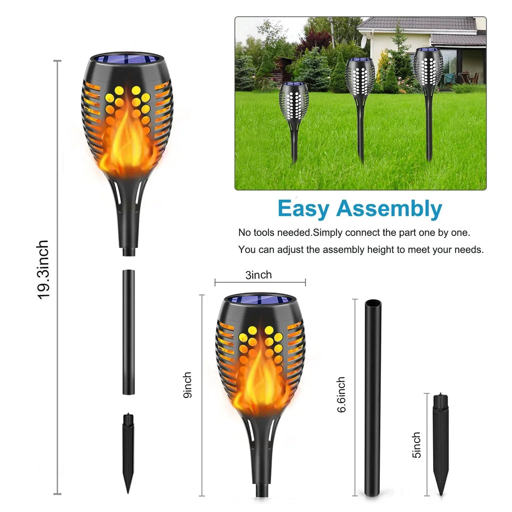 1-10Pack Solar Flame Light Outdoor 96/12 LEDs Flickering Torch Waterproof Night Lamp Garden Decoration for Lawn Path Yard Patio Oasis Select