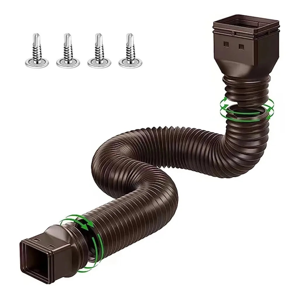 Retractable Rain Gutter Downspout Extensions with Screws Rainwater Drainage Drain Downspout Extender Adjustable Oasis Select Brown