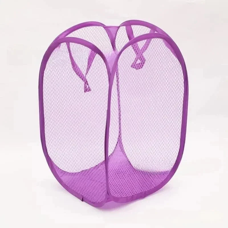Folding Household Laundry Storage Basket Mesh Dirty Clothes Storage BasketToy Storage Bag Household Storage Bucket Oasis Select PURPLE