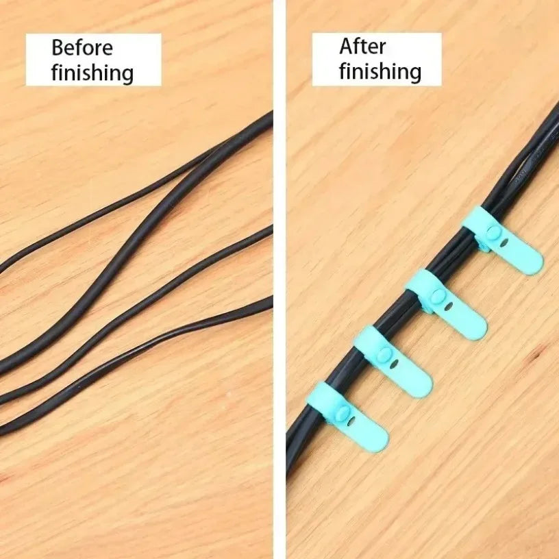 Mobile Phone Data Cable Winder Earphone Clip Charger Cable Organizer Management Soft Silicone Wire Cord Fixer Holder Wire Belt Oasis Select