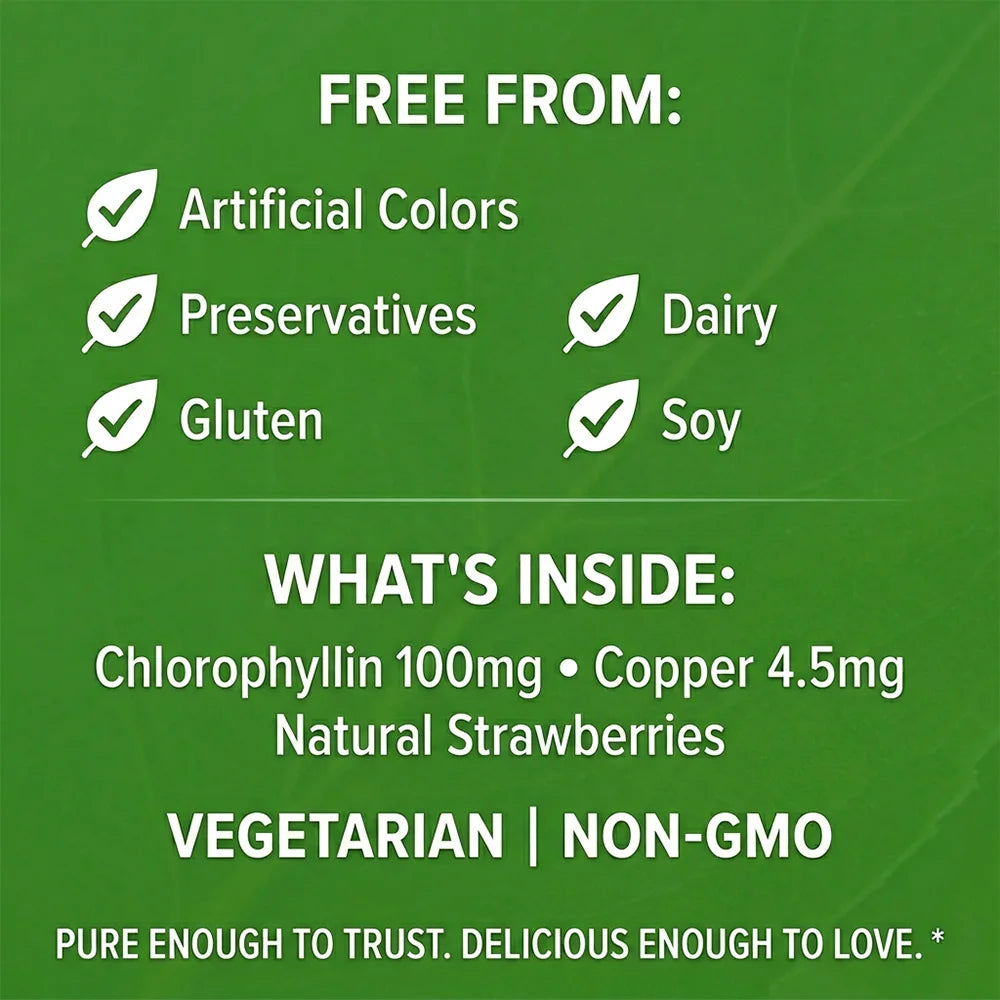 DETOXXTRA Chlorophyll Gummies 100mg – Detox, Deodorizer & Immunity Chlorophyll Supplement Gummies Oasis Select