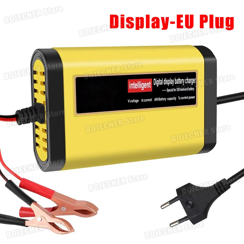 12V 2A Pulse Repair Intelligent Charger With Power Display 12V Car Moto Truck Battery Power Adapters For Lead Acid Battery EU US Oasis Select Upgraded EU Plug