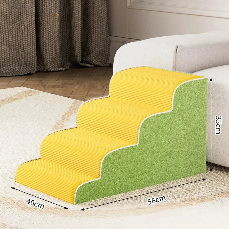 Puppy Stairs Foam Pet Secure Stairs Ramps Non-Slip Ladder dog supplies Pets Protect Older Dog Pet with Joint Pain Sofa Bed Ladde Oasis Select Yellow-green M