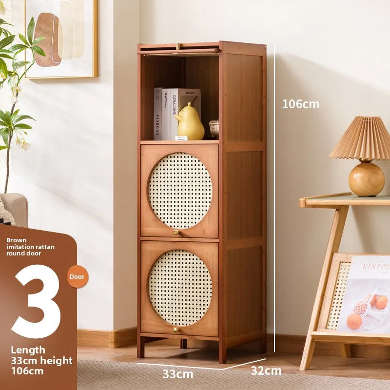 Bookshelf Shelf Floor-to-ceiling bookcase Locker integrated with wall storage Household wood with door Dust-proof display Oasis Select Brown-Three Doors 33