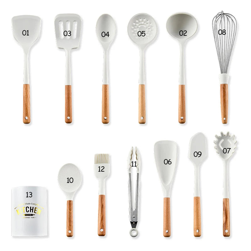 Silicone Kitchen Utensils Set – Non-Stick Spatula & Beater Silicone Utensil Set Oasis Select 13pcs