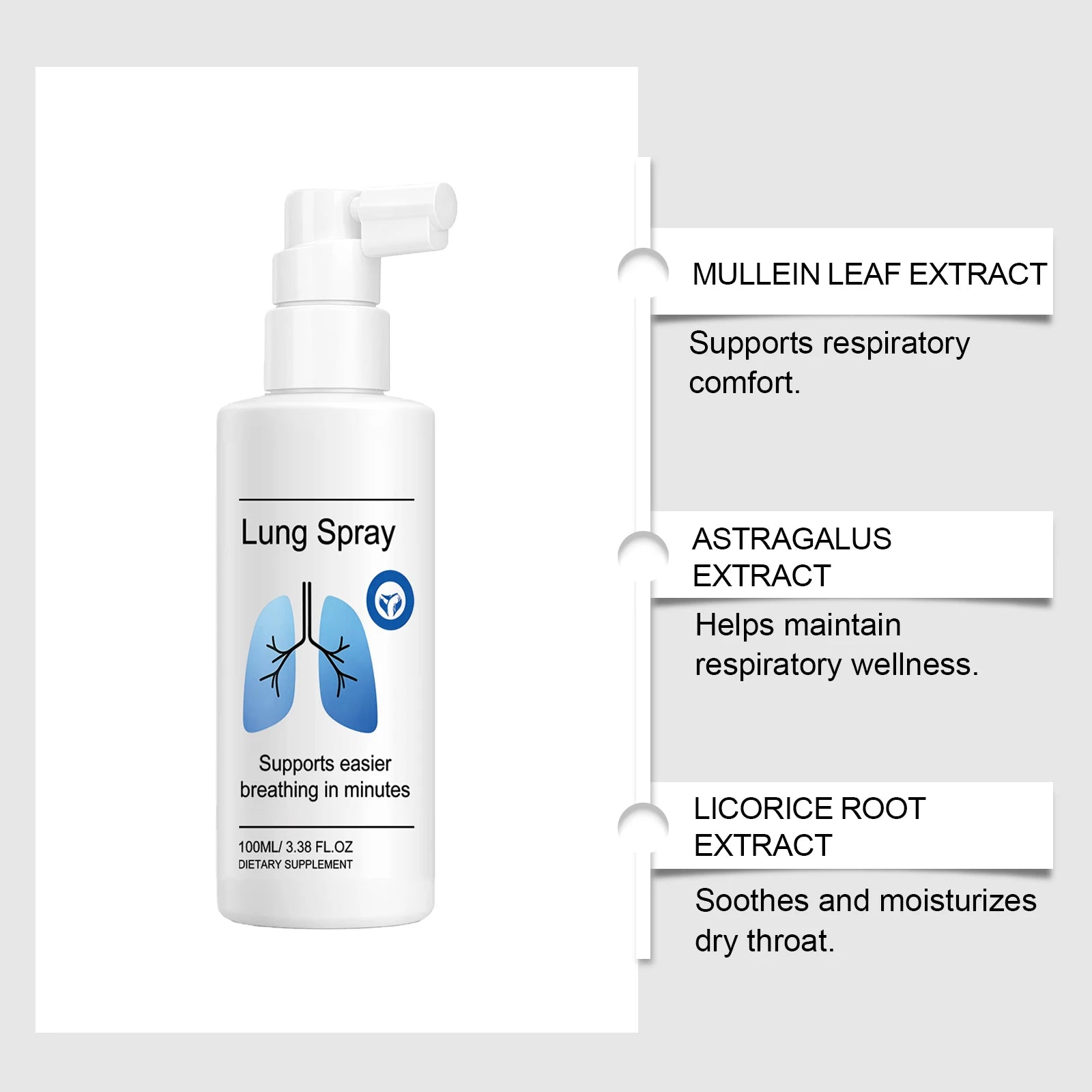 Organic Herbal Lung Cleansing Spray Effective Dissolve Mucus Relieve Throat Dryness Support Respiratory Health Soothe Breathing Oasis Select