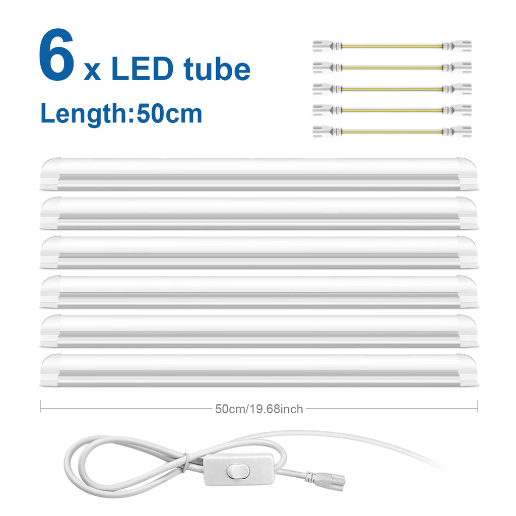 LED Tube T8 Lamp 220V EU Plug Aluminum Fluorescent Light Tube 50CM 25W LED Wall Lamp 50000 Hours Life Warm/Cold/Neutral White Oasis Select 6PCS LED Tube 200-230V EU Plug Neutral White