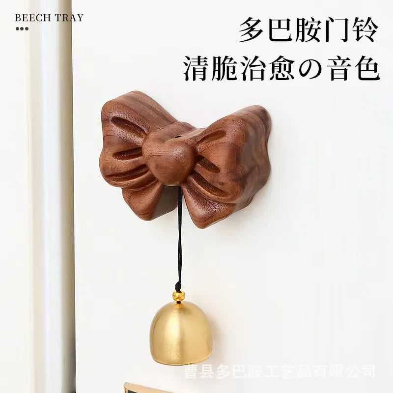 Simple Bow Door-style Wind Chime Copper Bell Reminder Bell Dopamine Doorbell Gift Hanging Oasis Select