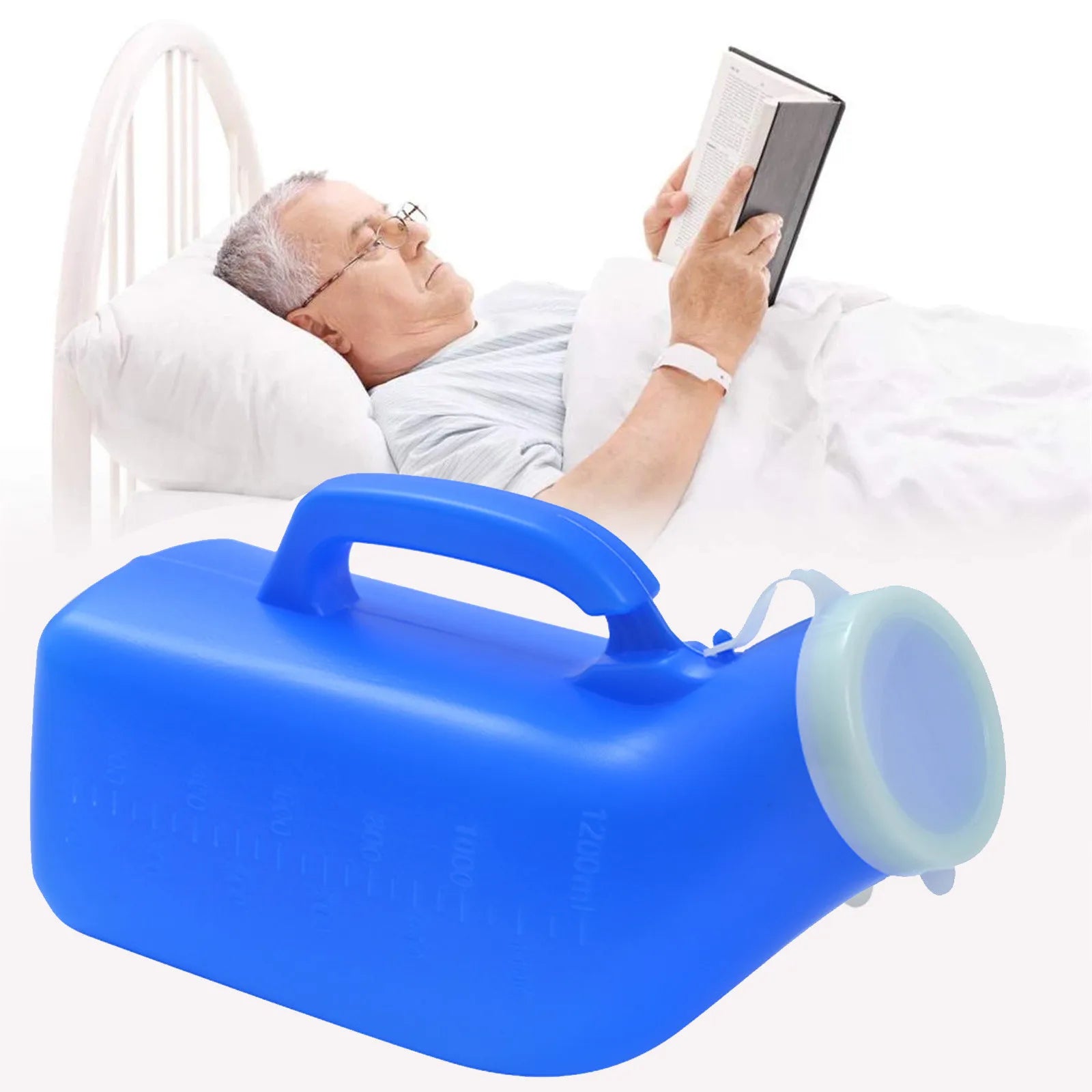 Portable Male Urinal Bottle 1200ml – Car, Camp & Elderly Portable Urinal Bottle Oasis Select