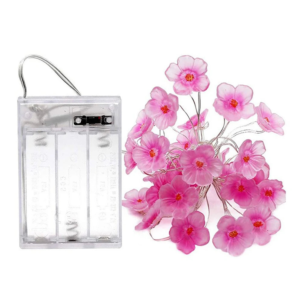 Pink Cherry Blossom LED String Lights | Sakura Fairy Garland