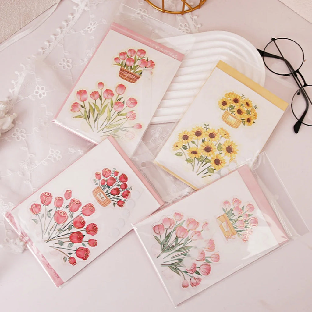 Pop-Up 3d Tulips Roses Sunflowers Bouquet Greeting Card Postcard Mother'S Day Blessings Creative Card Gift For Mother Oasis Select