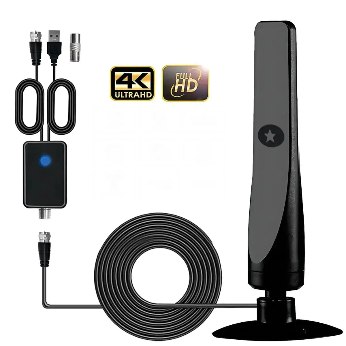 New Digital Tv Antenna Receiver Indoor and Outdoor High-Definition Digital Terrestrial Wave Hdtv Tv Antenna Supports Multiple Co Oasis Select Black
