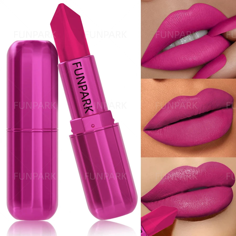 FUNPARK Matte Lipstick – Waterproof Velvet Lip Color | Rose Red