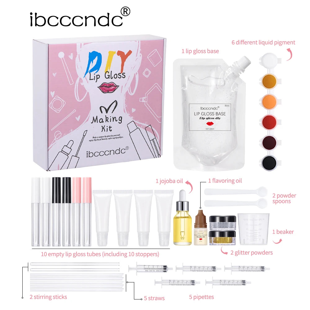 New Lip Gloss Making Kit Moisturizing Lip Gloss Base Diy Raw Material Tool Kit Shiny Glitter Lip Tints Glaze Handmade Cosmetic Oasis Select