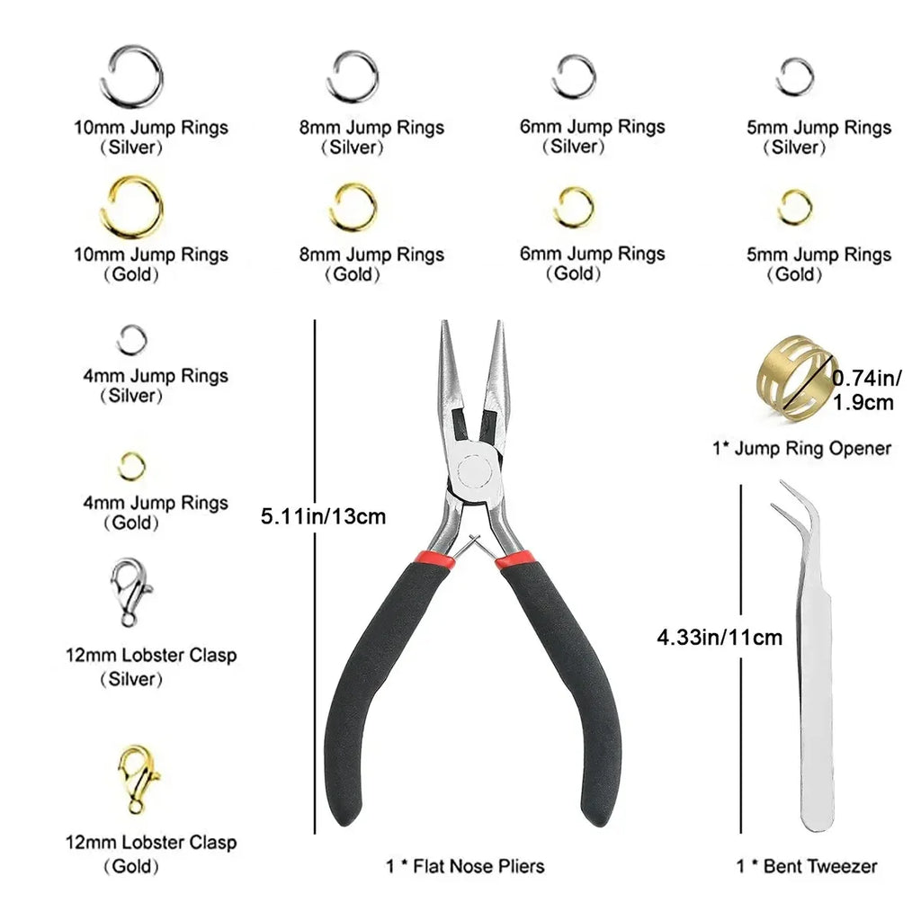 About1200pcs Gold Silver Open Jump Ring and Lobster Clasp Jewelry Accessory Set with Pliers Oasis Select