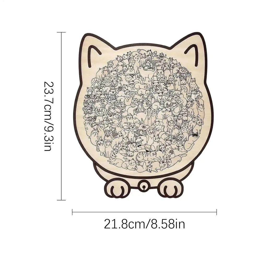 Wooden Cat Puzzle Precise Decor Kit 135 Pieces Wood Challenging Jigsaw Puzzles for Cat Lovers Home Shelf Family Friends Indoor Oasis Select D