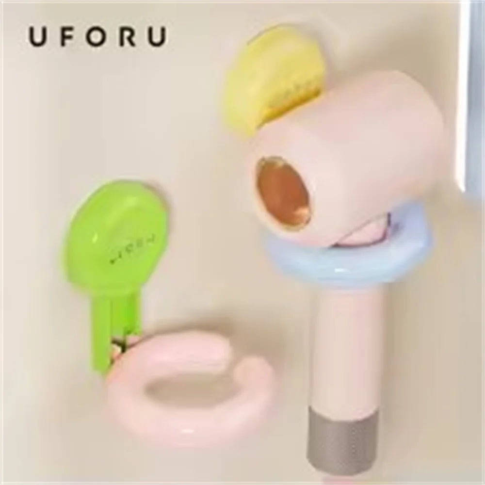 UFORU Wall-mounted hair dryer shelf Household bathroom punch-free portable sucker dopamine organizer Oasis Select