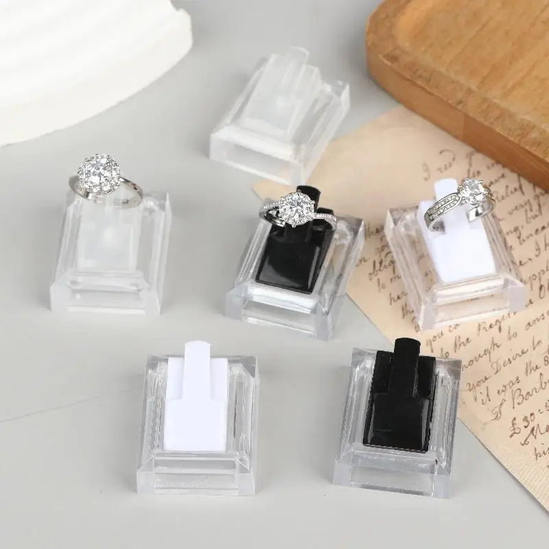 5Pcs Clear Ring Display Stands, Jewelry Ring Tray Storage Organizer Holder, Counter Showcase Display Props Oasis Select