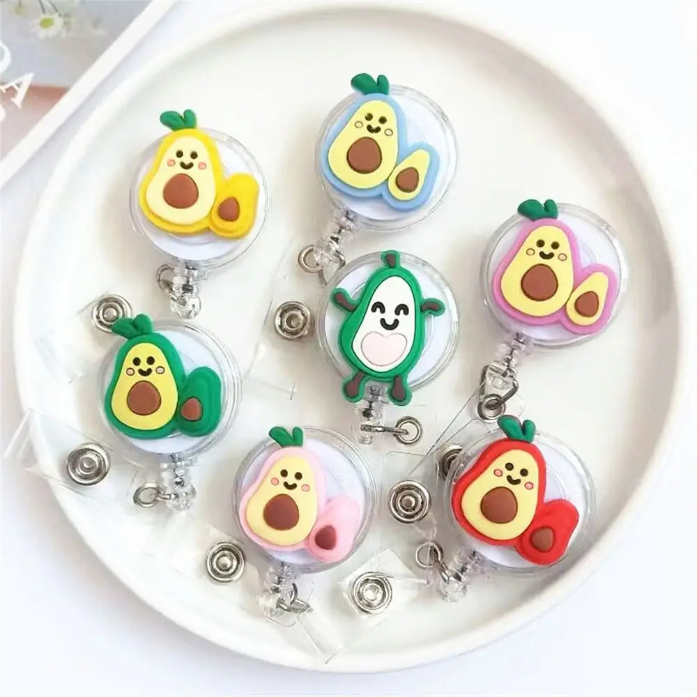 New Cute Silicone Fruits Avocado Retractable Pull Badge Reel ID Lanyard Name Tag Card Badge Holder Reels Oasis Select