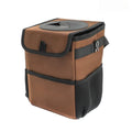 Large Capacity Trash Bin Car Trash Can with Lid Storage Pockets Auto Rear Seat Garbage Can Organizer Vehicle Storage Tool Oasis Select Coffee color