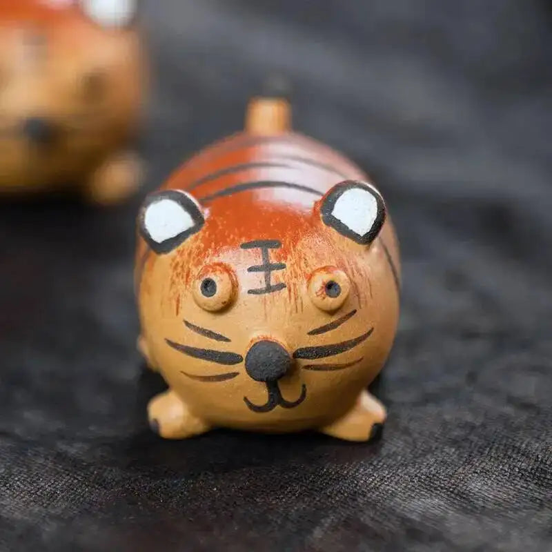 Zisha Tea Pet Tiger Small Ornament Zodiac Clay Painting Tea Plaything Tea Play Accessories Anime FigurineKept Чаепитие Oasis Select