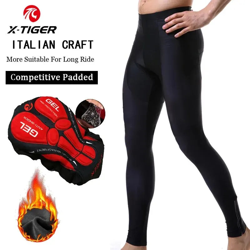 X-TIGER Man Cycling Trousers Winter Thermal Mountain Bike Pants Bicycle Tights Coolmax 5D Gel Pad Keep Warm Pants Oasis Select XM-ZK-00101 M