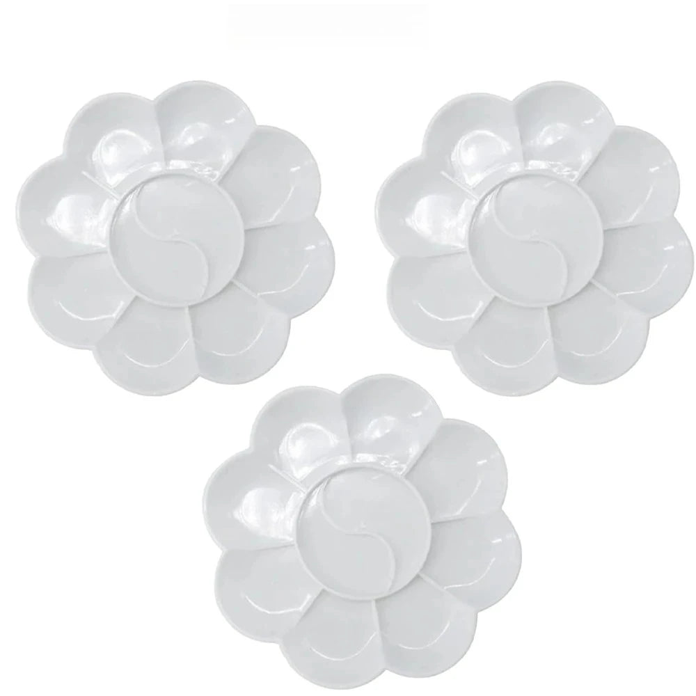1-5PCS Flower Painting Palette Wells Plastic Reusable Artists Acrylic Watercolor Oil Portable Easy Clean Mixing Tray Oasis Select M 3pcs