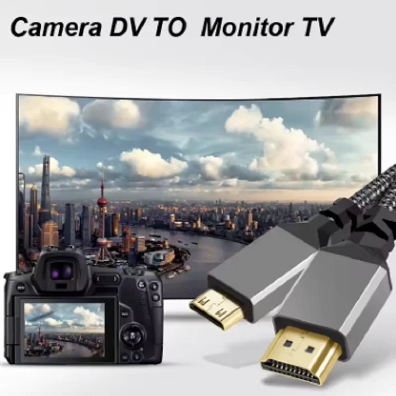1M 2M 3M 5M 10M Nylon HDMI2.0 MINI HDMI To HDMI Cable MINIHDMI Male A Male 4K 60HZ HD 1080P Adapter Converter Wire TV Camera Oasis Select
