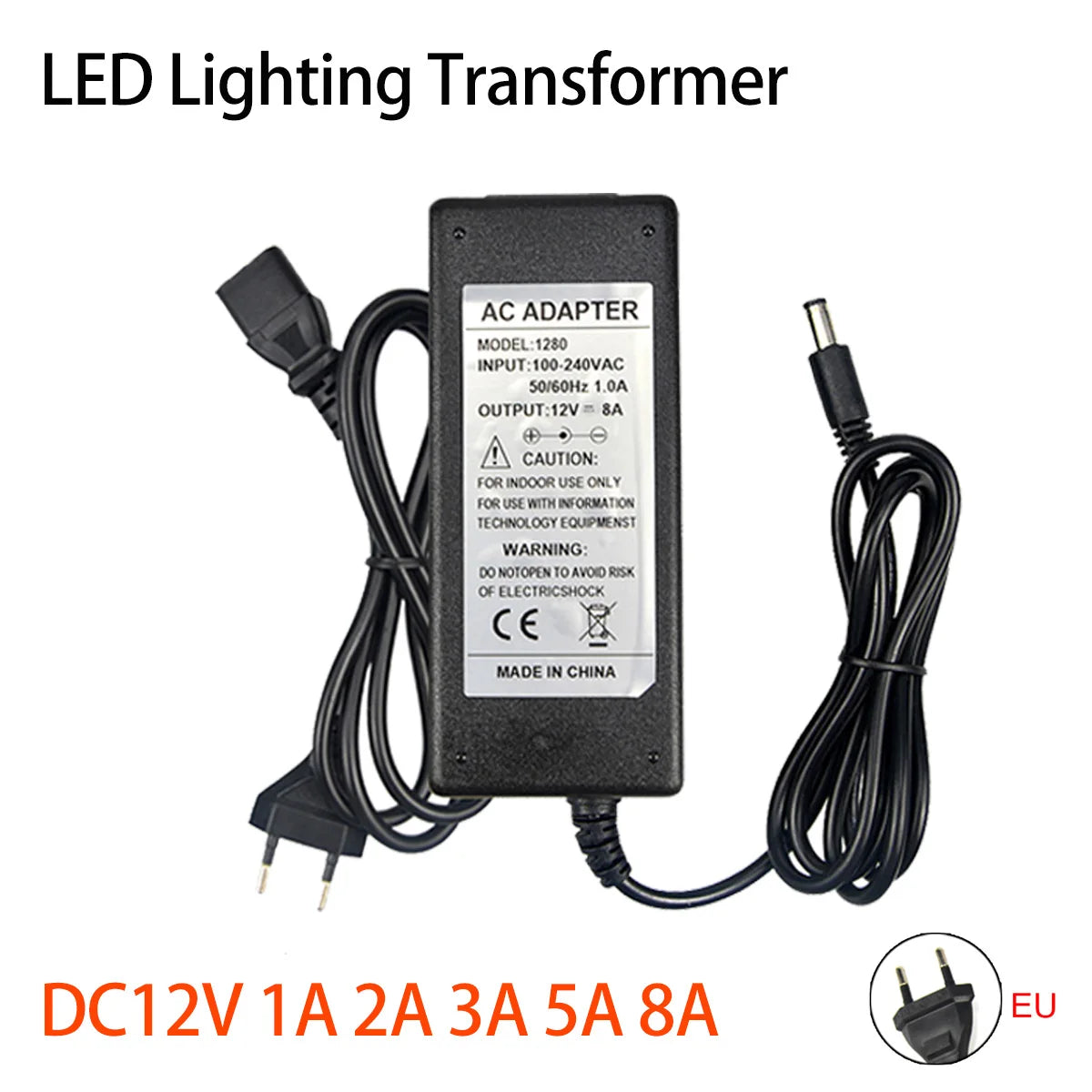 Switching LED Power Supply AC 220V to DC 12V Transformer 1A-8A Charger Adapters Lighting Accessory for LED Bulbs/LED Strips Oasis Select