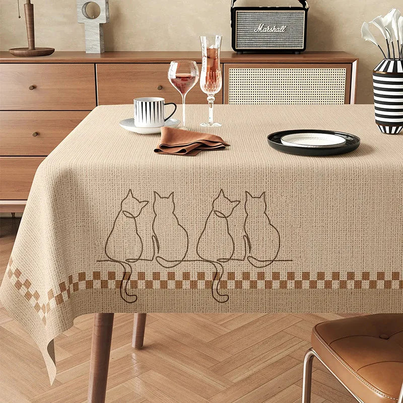 Wabi Sabi Style Tablecloth Waterproof Oil Resistant Non Washable and Heat-resistant Dining Table and Tablecloth Light Luxury Oasis Select 140x220 C