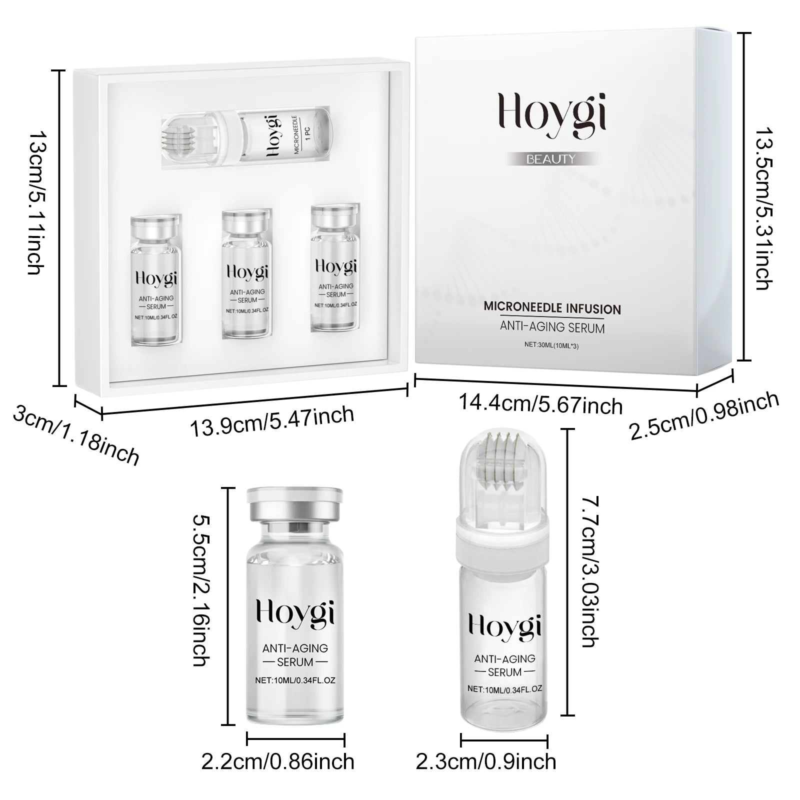 Hyaluronic Acid Essence Skin Care Roller Set Tightening Massage Facial Skin Smoothing Nourishing Improve Rough & Matte Skin Oasis Select