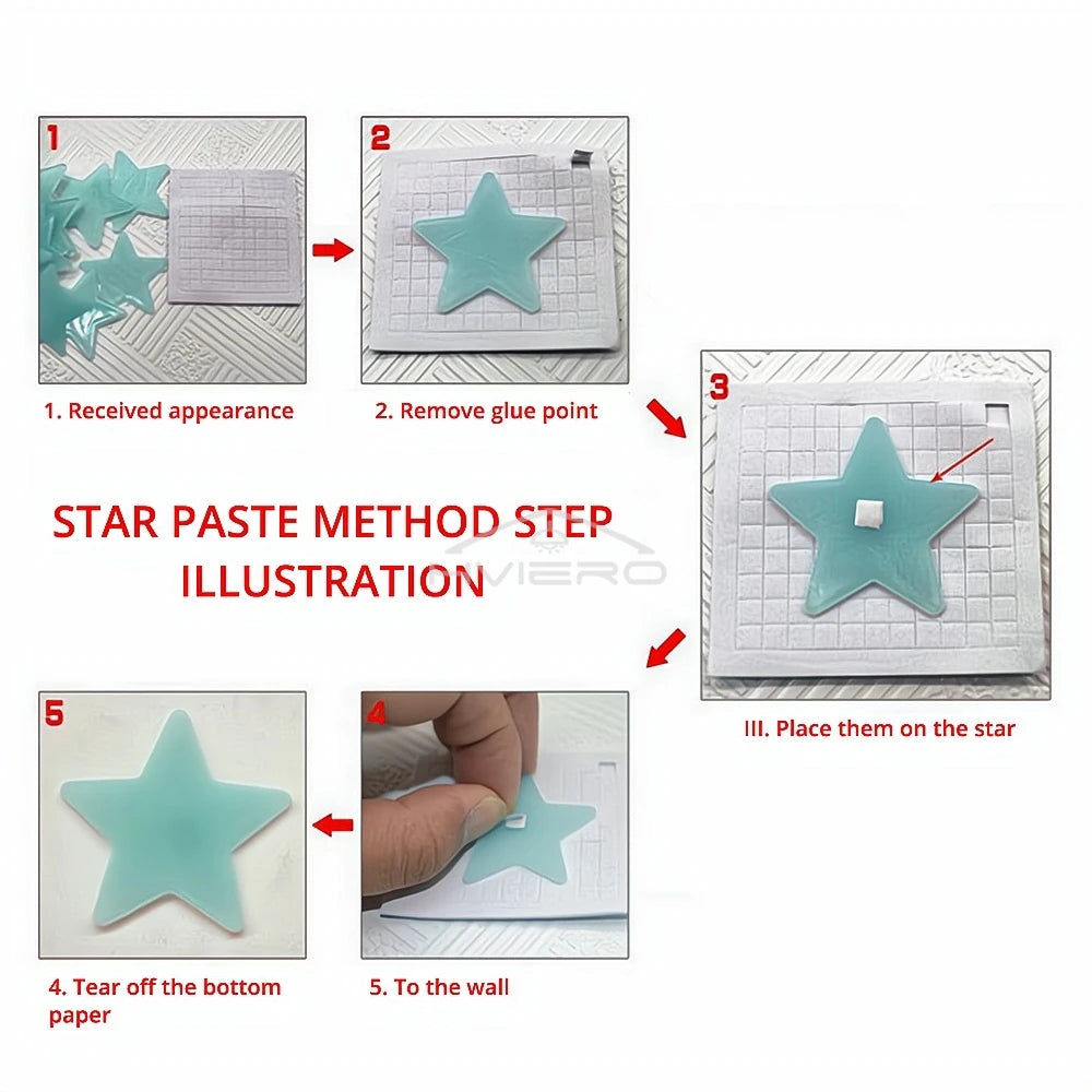 50 Pcs Glow in the Dark 3D Star Wall Stickers for Kids Rooms