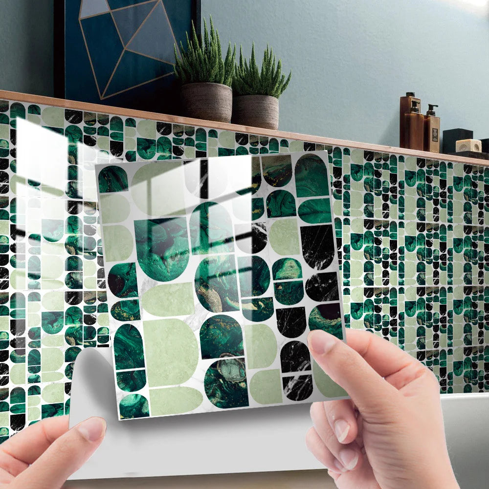 The Thickened Film-coated Crystal Texture Decorative Self-adhesive Paper Wallpaper with Marble-patterned Tiles Wall Stickers Oasis Select DLS092 15x15cm-10 pieces
