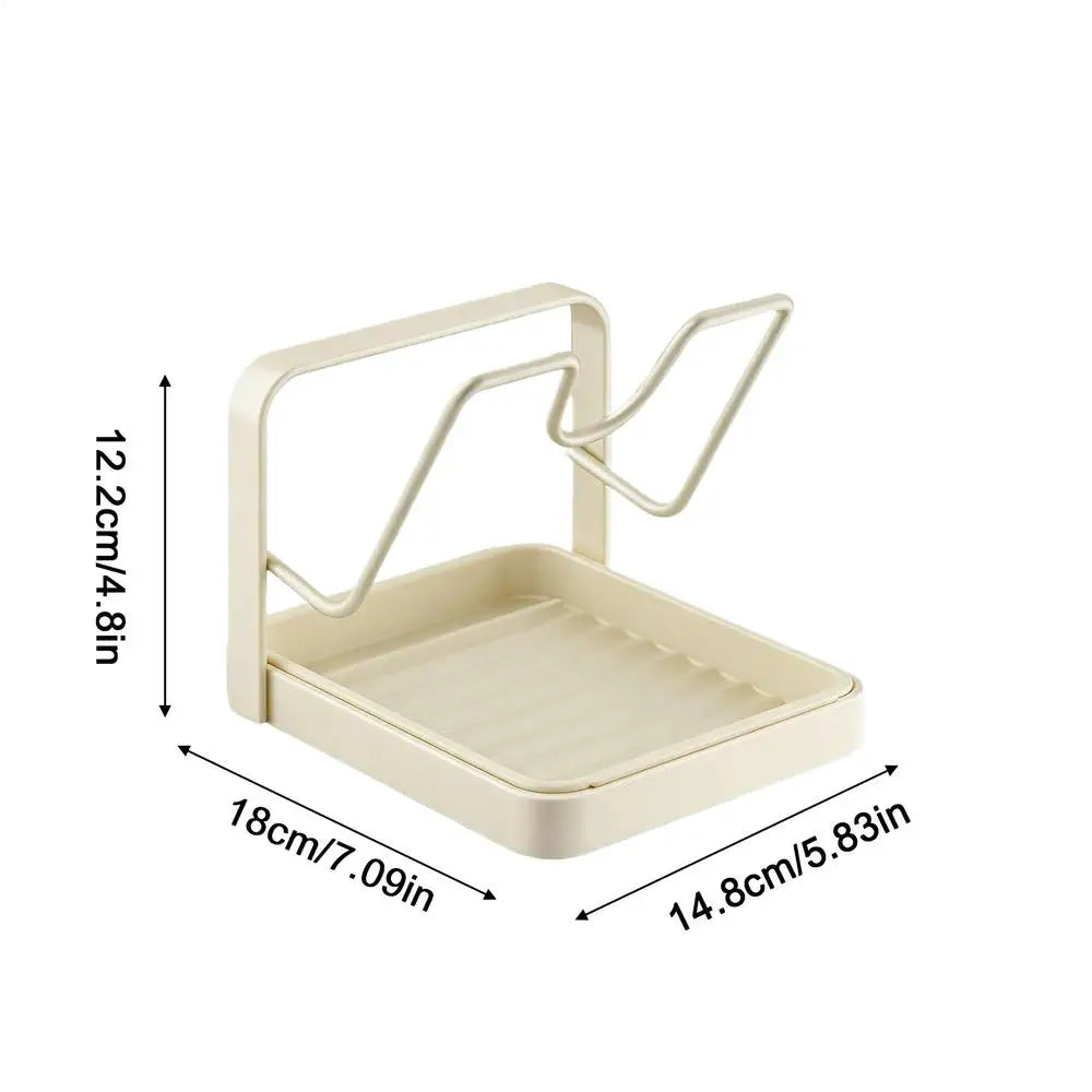 Pot Lid Rack Space Saving Anti-Slip Kitchen Stand Pot Lid Storage Organizer Drying Holder for Ladle Spatula Spoon Plate Dish Oasis Select single layer 1