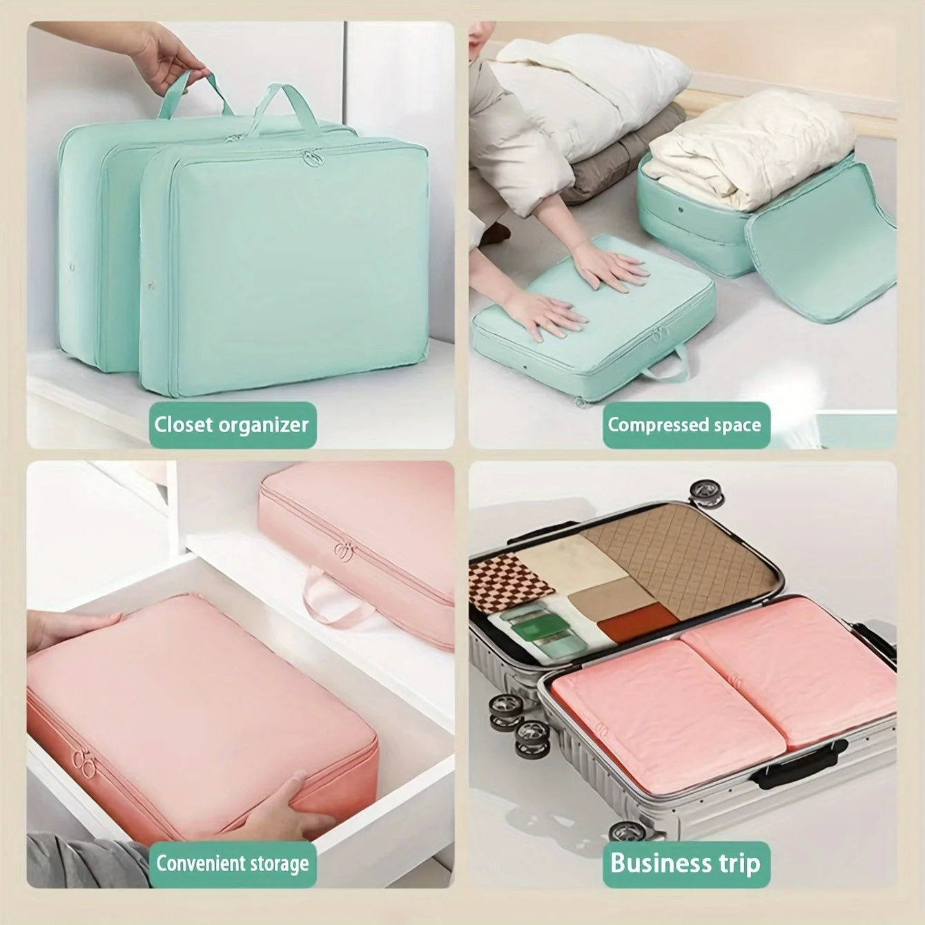 Compression Packing Clothes Down Jacket Cotton Quilt Storage Foldable Super space saving self-compression organizer Oasis Select